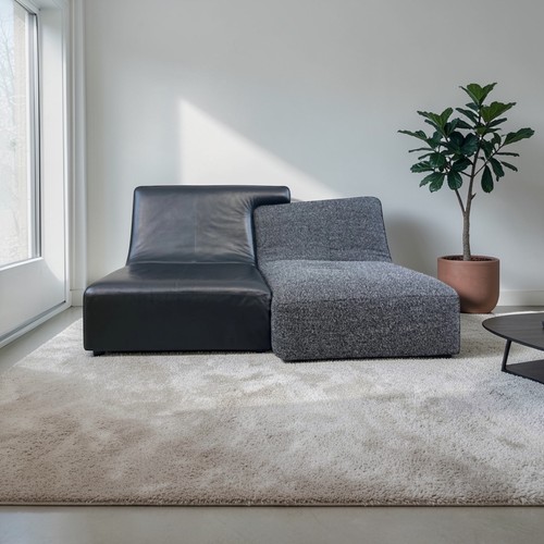 Sofa settee black leather - black, &